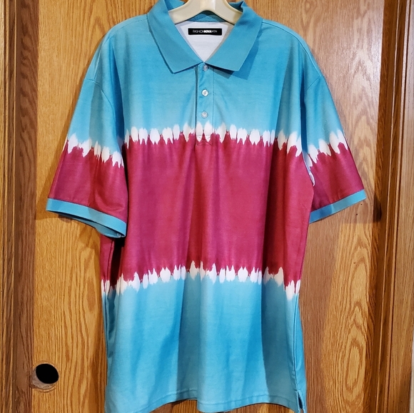 Fashion Nova Gerardo short sleeve tie dye polo shirt polyester size L - Picture 4 of 11